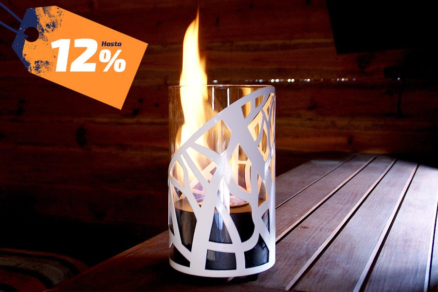 Pit para etanol de mesa blanco con cristal con un quemador de 0.4L