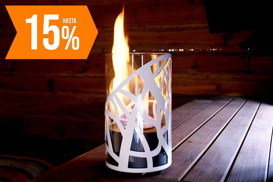 Pit para etanol de mesa blanco con cristal con un quemador de 0.4L