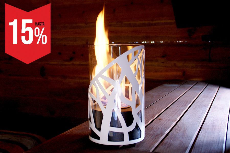 Pit para etanol de mesa blanco con cristal con un quemador de 0.4L