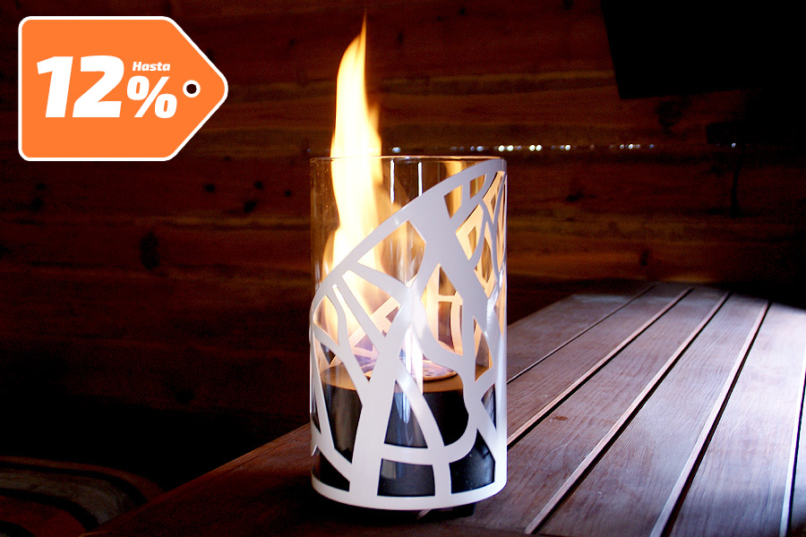 Pit para etanol de mesa blanco con cristal con un quemador de 0.4L