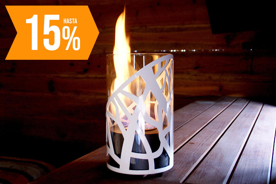 Pit para etanol de mesa blanco con cristal con un quemador de 0.4L